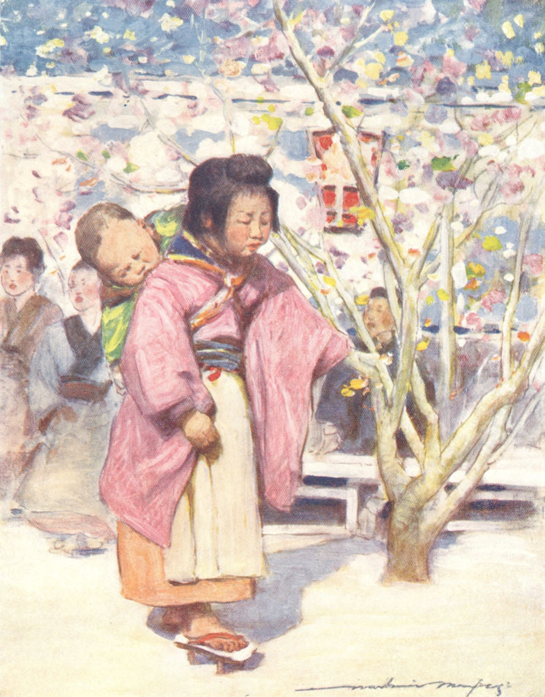 JAPAN. Geisha. Baby 1904 old antique vintage print picture